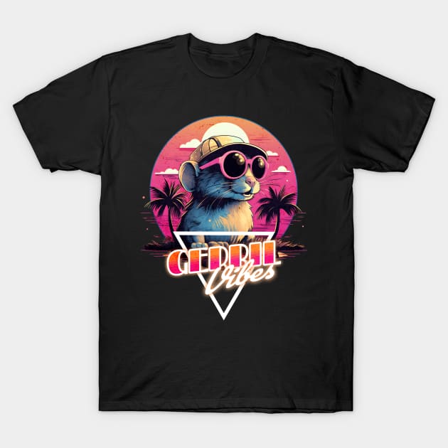 Retro Wave Gerbil Vibes T-Shirt by Miami Neon Designs